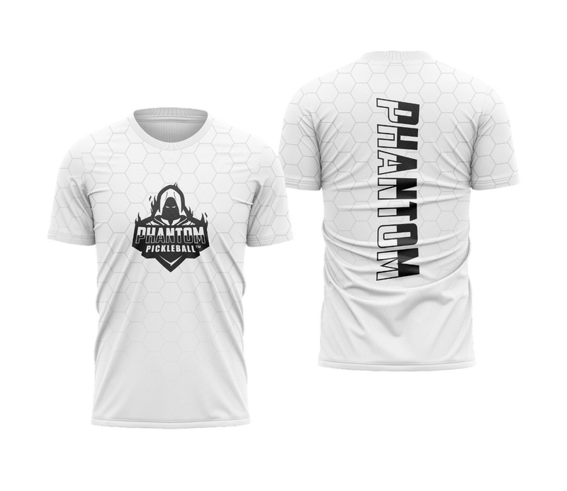 TEAM PHANTOM Unisex Short Sleeve Dry-Fit Full Sublimation T-Shirt - White Honeycomb